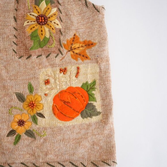 VTG Tiara International Embroidered Fall Vest Grandmacore Cottagecore Cabin L - Picture 4 of 8